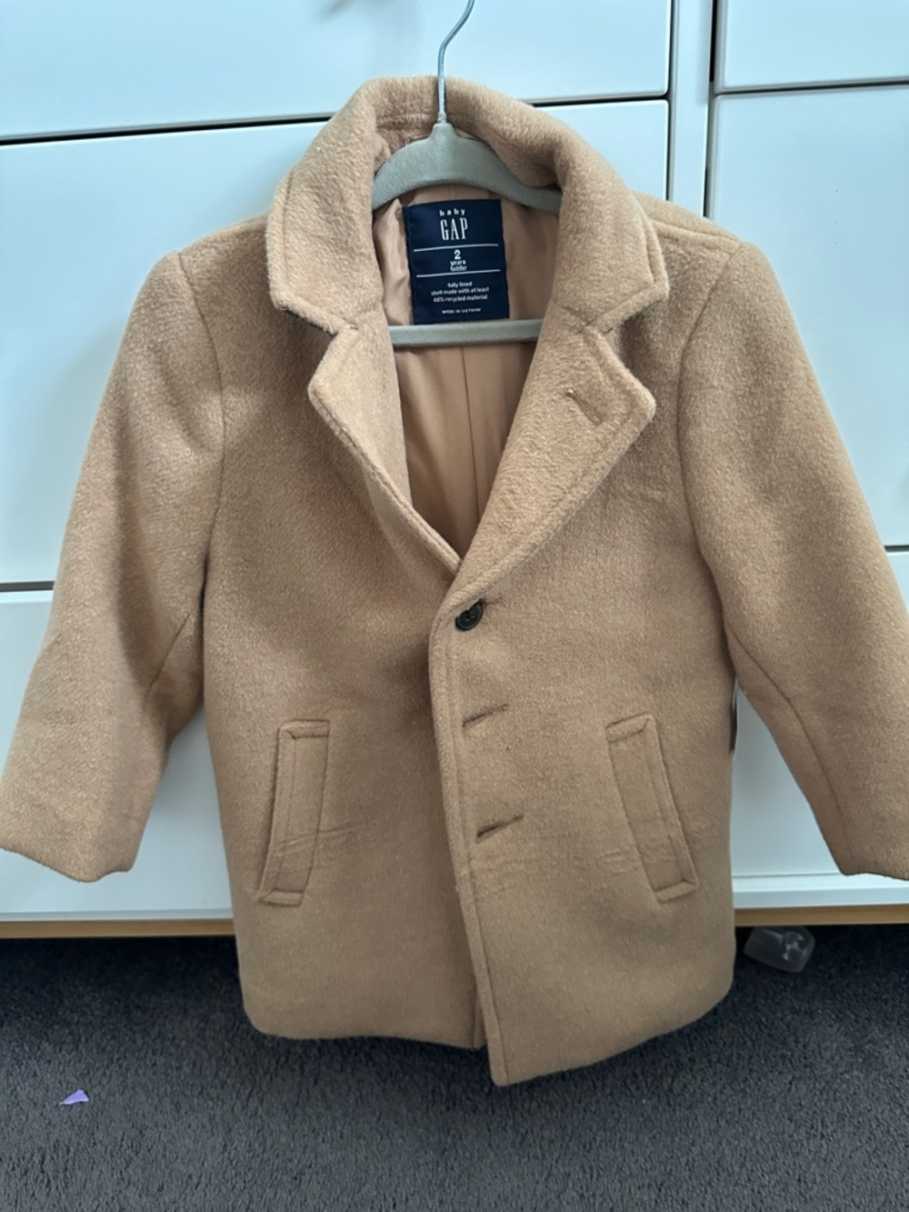 GAP Kids Camel Wool-Blend Pea Coat - Picture 1 of 2